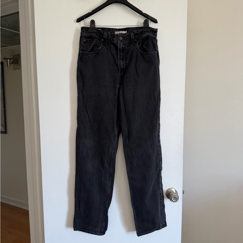 Levi’s Premium Denim Washed Black 70s High Slim Straight Jeans size 30 - Picture 1 of 9